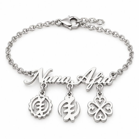 Custom Name and Adinkra Bracelet