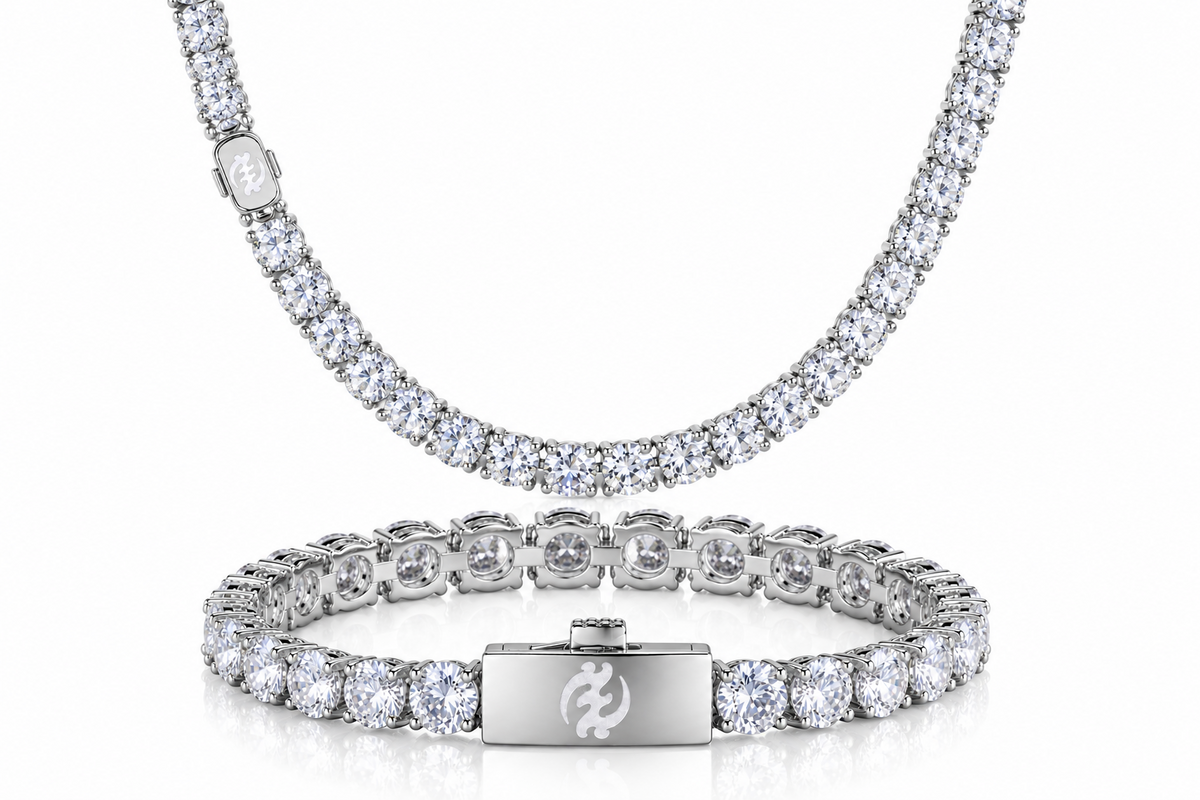 Men’s Luxe Adinkra Matching Tennis Chain and Bracelet Set