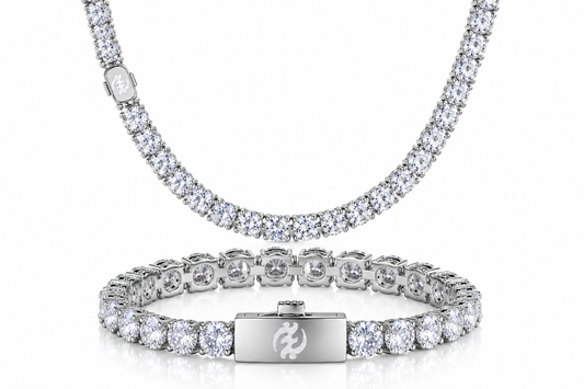 Men’s Luxe Adinkra Matching Tennis Chain and Bracelet Set