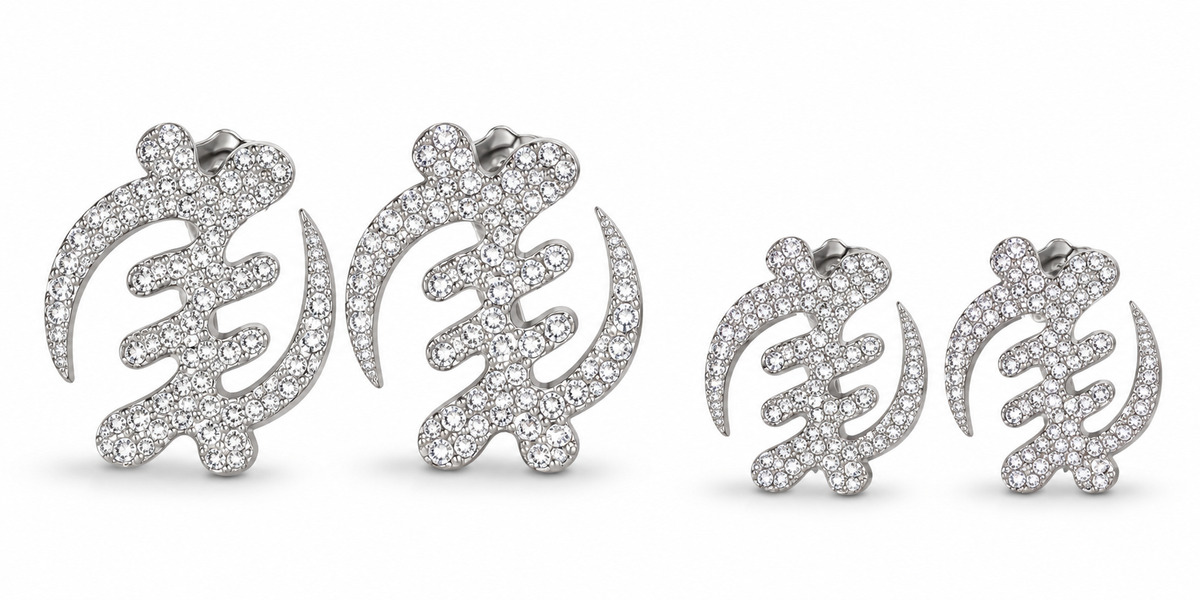 Luxe Rhinestone Adinkra Earrings