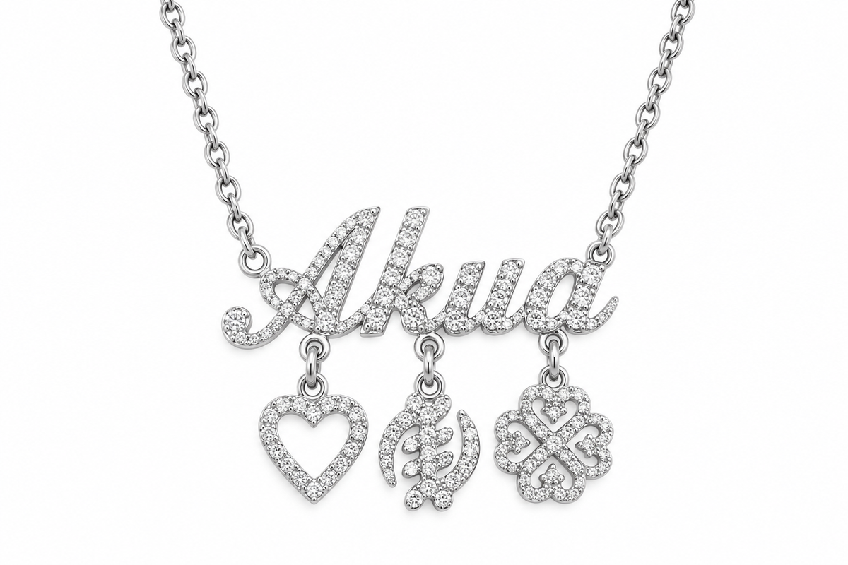 Luxe Custom Name and Adinkra Necklace