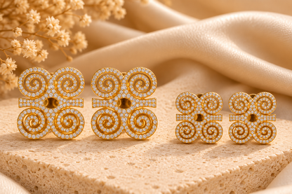 Luxe Rhinestone Adinkra Earrings