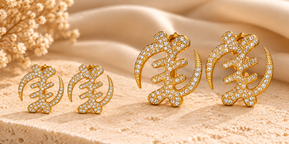 Luxe Rhinestone Adinkra Earrings