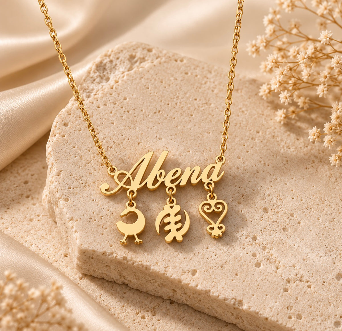 Custom Name and Adinkra Necklace