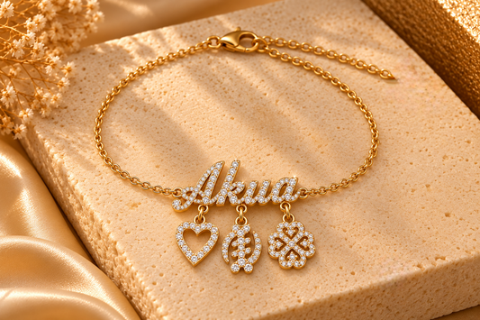 Luxe Custom Name and Adinkra Anklet