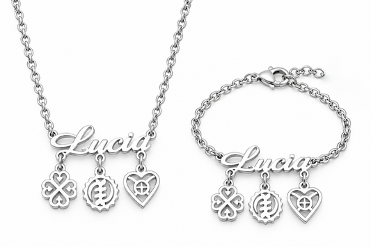 Kids Custom Name Necklace and Bracelet Set