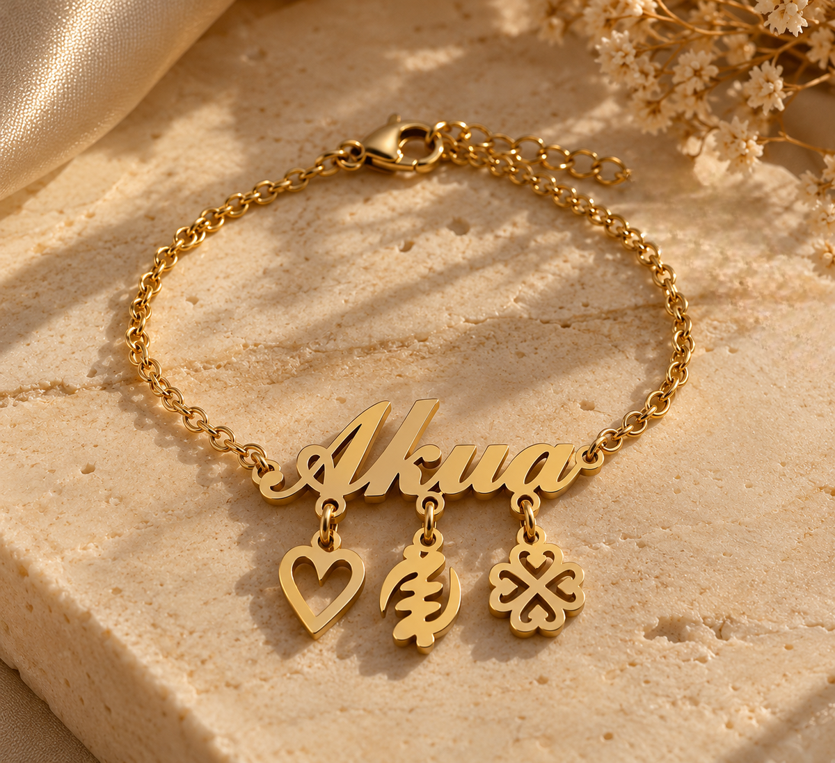 Girls Custom Name Adinkra Symbol Bracelet